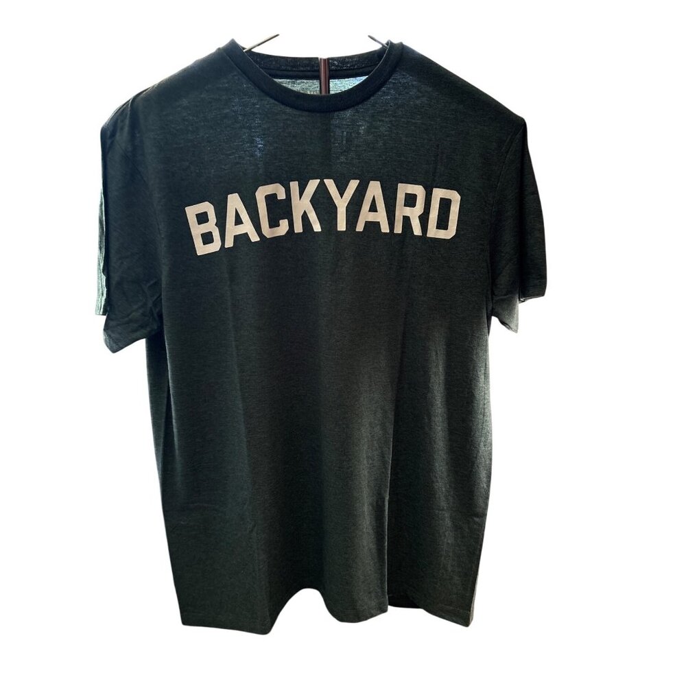 Sleeman Backyard Shirt Short Sleeve Large Polyester Cotton Green Grey